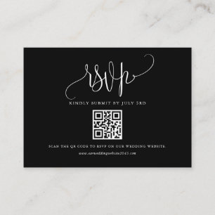 Pretty Calligraphy Script Black QR Code RSVP Enclosure Card