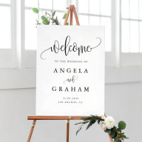 Pretty Calligraphy Script Black Wedding Welcome