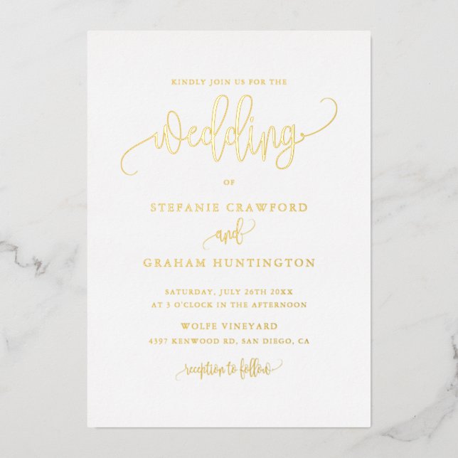 Pretty Calligraphy Script Minimalist Wedding (Front)