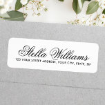 Pretty calligraphy script simple white address return address label<br><div class="desc">Simple yet elegant return address labels with your name in an elegant calligraphy script font and the address below. You can change the background and font colour to any custom colour with the customisation tool.</div>