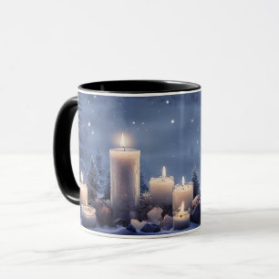 Pretty Candles in the Snow Holiday Mug