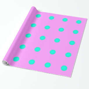 Pretty Candy Pink with Aqua Dots >Wrapping Paper