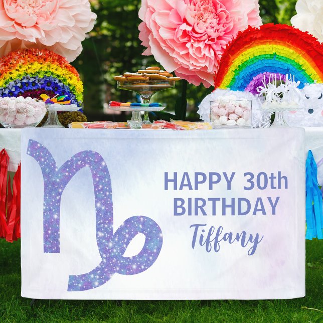 Pretty Capricorn Astrology Custom Birthday Party Banner (Creator Uploaded)