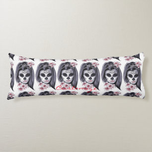 Pretty Carnival mask woman skull Thunder_Cove Body Cushion