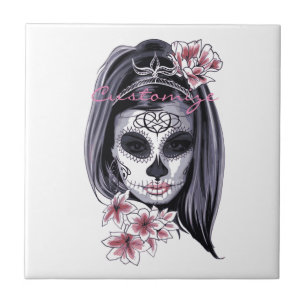 Pretty Carnival mask woman skull Thunder_Cove Ceramic Tile