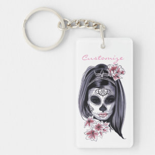 Pretty Carnival mask woman skull Thunder_Cove Key Ring