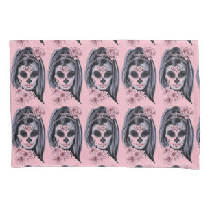 Pretty Carnival mask woman skull Thunder_Cove Pillowcase