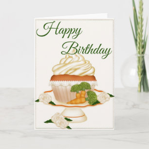 Pretty Carrot Cake Cupcake Happy Birthday Card