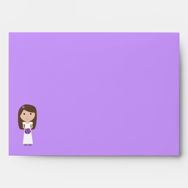 Pretty Cartoon Bride Bridal Shower Lilac Custom Envelope (Front)