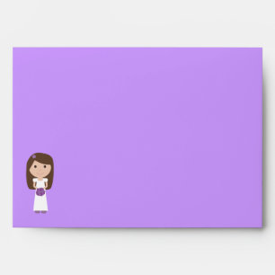 Pretty Cartoon Bride Bridal Shower Lilac Custom Envelope