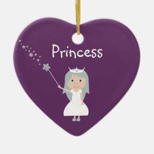 Pretty Cartoon Princess Customisable Purple Ceramic Ornament