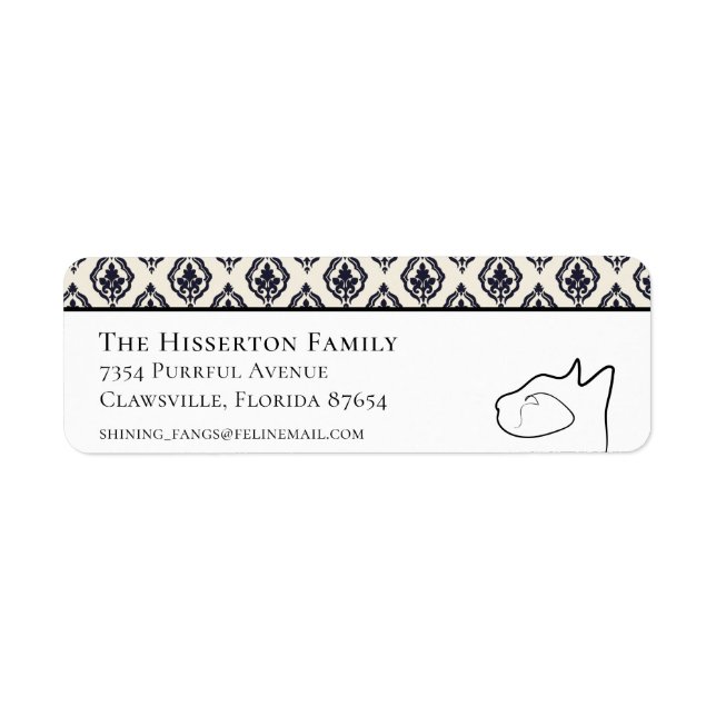 Pretty Cat Black & White Return Address Label (Front)