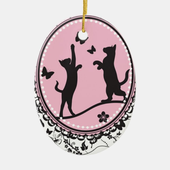 Pretty Cat Ceramic Ornament (Front)
