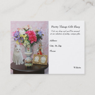 Pretty Cat/Flowers/Gift Shop Business Card