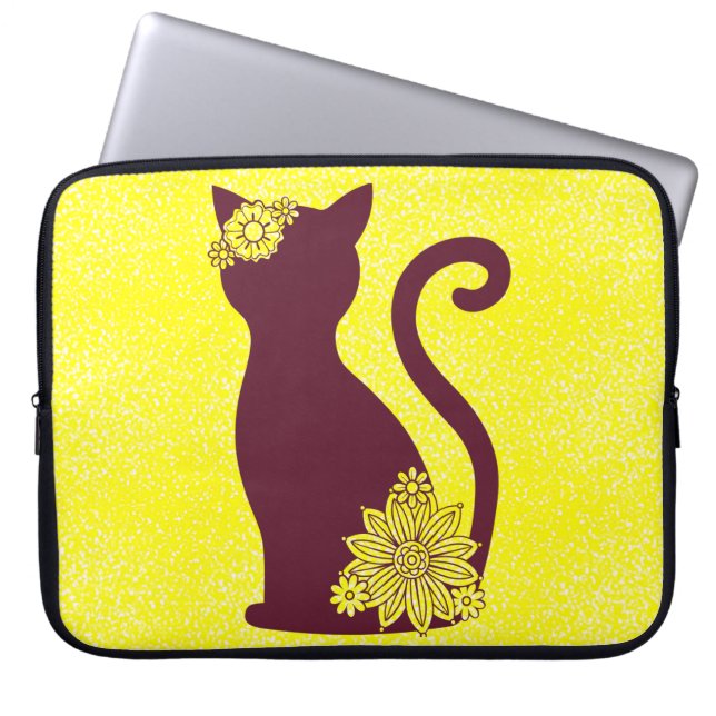 Pretty Cat Silhoutte  Laptop Sleeve (Front)
