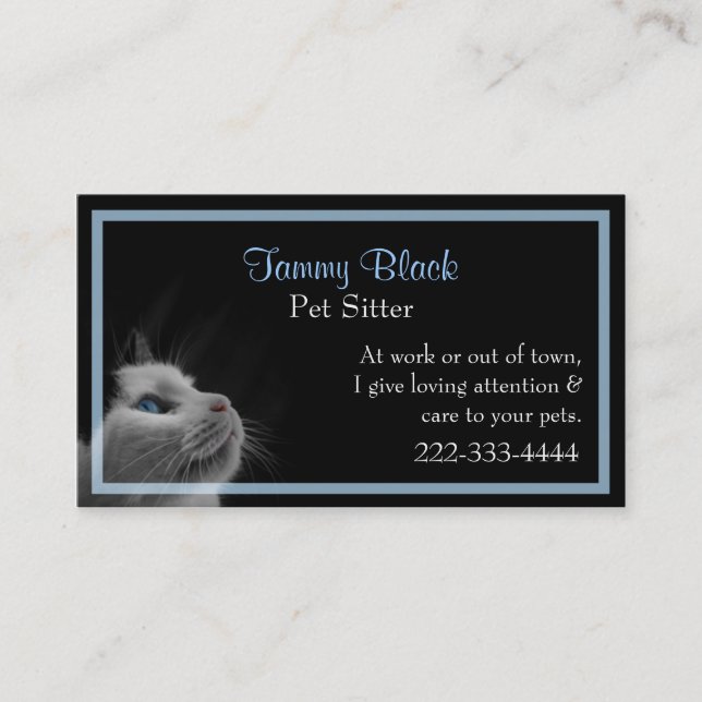 Pretty Cat Stylish Pet Care Business Card (Front)