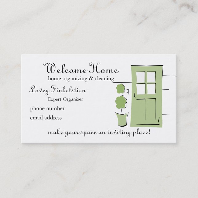 Pretty Celery Green Door Appointment Card (Front)