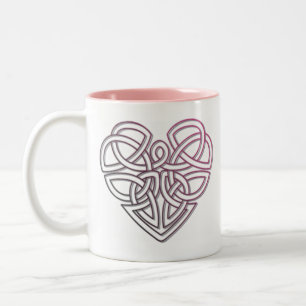 Pretty Celtic Heart design Two-Tone Coffee Mug