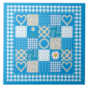 Pretty Ceramic Tile: Daisychains Faux Patchwork Ceramic Tile