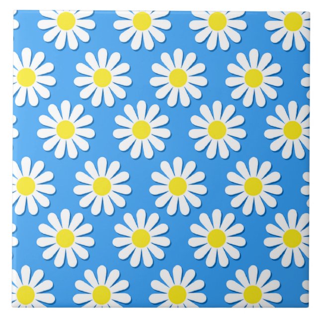 Pretty chamomile (daisy-lookalikes) flowers ceramic tile (Front)
