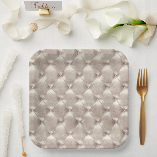 Pretty Champagne Glam Bridal Shower Wedding Paper Plate (Wedding)