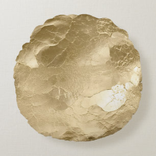 Pretty Champagne Gold Glamour Round Cushion