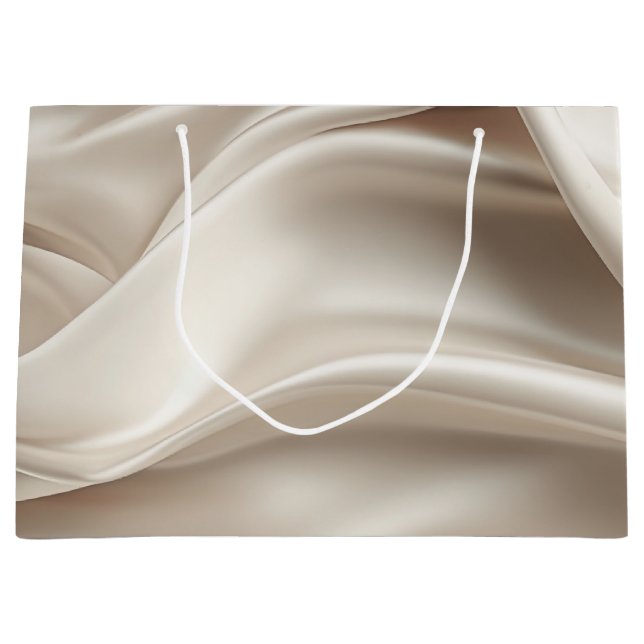 Pretty Champagne Gold Romantic Faux Satin  Large Gift Bag (Front)