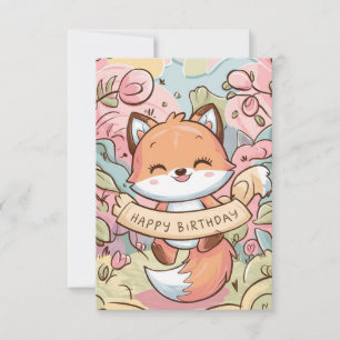 Pretty Charming Fox Birthday Card