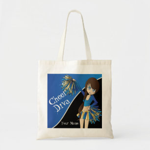 Pretty Cheerleader Girl in Blue Tote Bag