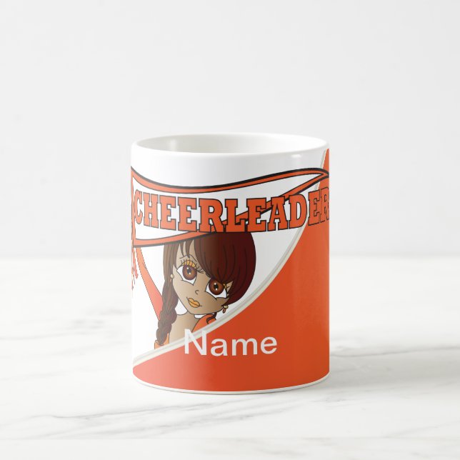 Pretty Cheerleader Girl in Orange | Personalise Coffee Mug (Center)