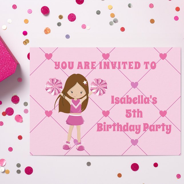 Pretty Cheerleader Personalised Birthday Party Invitation (Creator Uploaded)