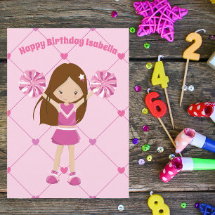Pretty Cheerleader Personalised Pink Birthday Girl Card