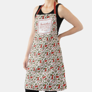 Pretty Cherry Berries Pattern Modern Red Apron