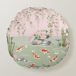 Pretty Cherry Blossom Floral Charm Round Cushion
