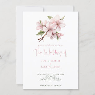 Pretty cherry blossom header wedding invitation