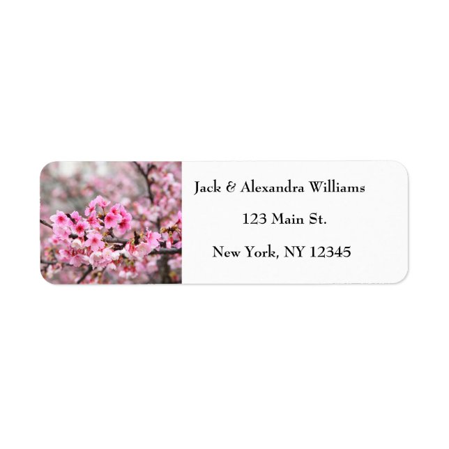 Pretty Cherry blossom Pink Rustic Return Address  Label (Front)