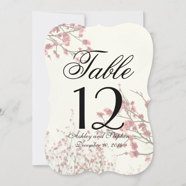 Pretty Cherry Blossom Trees on Elegant White Invitation (Front)