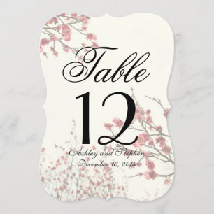 Pretty Cherry Blossom Trees on Elegant White Invitation