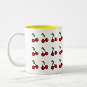 Pretty Cherry Breakfast Happy Morning Two-Tone Coffee Mug