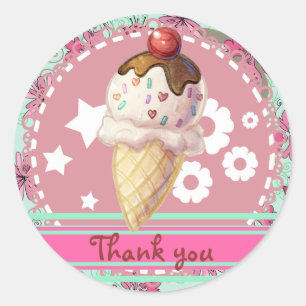 Pretty Cherry Icecream Classic Round Sticker