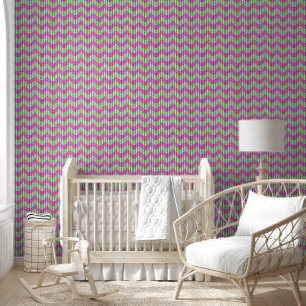 Pretty Chevron Green and pink Modern cute Wallpaper