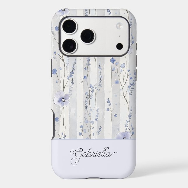 Pretty Chic Lavender Floral Stripes  (Back)