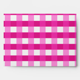 Pretty Chic Pink Gingham Checked Fabric Pattern Envelopes