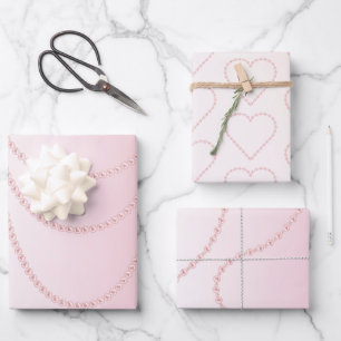 Pretty Chic Pink Pearls Bridal Shower Wrapping Paper Sheet