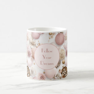 Pretty Chic Pinks Leopard Print Floral Coffee Mug