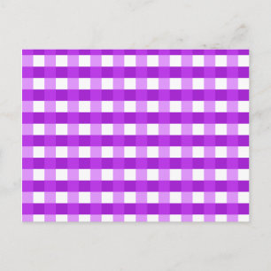 Pretty Chic Purple Gingham Checked Fabric Pattern Postcard