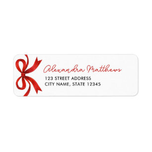 Pretty Chic Red Bow Christmas Address Return Address Label