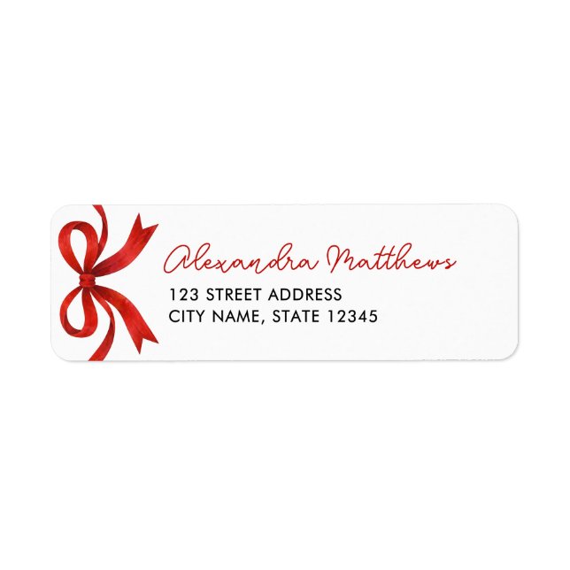 Pretty Chic Red Bow Christmas Address Return Address Label (Front)