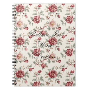 Pretty Chic Red Cream Floral Notebook