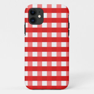 Pretty Chic Red Gingham Checked Fabric Pattern iPhone 11 Case